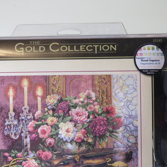 Dimensions Gold Collection Romantic Floral Cross Stitch Kit 16x13 Violin Flower - Picture 3 of 16